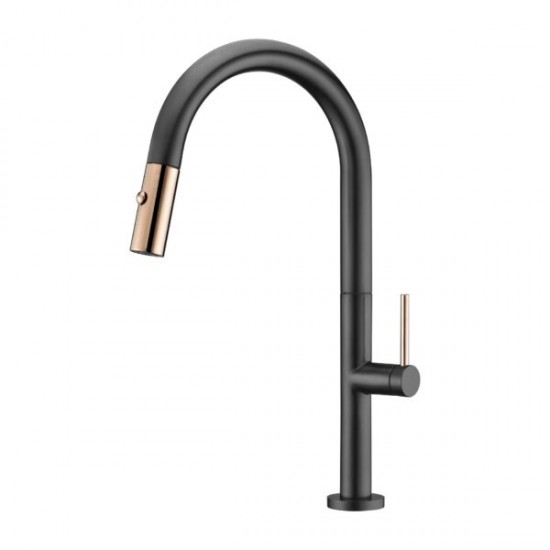 Μπαταρία Κουζίνας Με Αποσπώμενο Ντουζάκι Excel Rozario Black Matt - Rose Gold 172135102