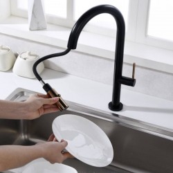 Μπαταρία Κουζίνας Με Αποσπώμενο Ντουζάκι Excel Rozario Black Matt - Rose Gold 172135102