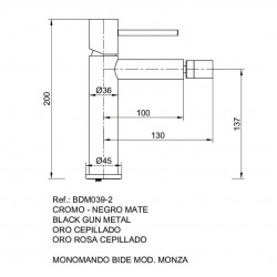 Μπαταρία Μπιντέ IMEX MONZA BDM039-2NG Μαύρο Ματ