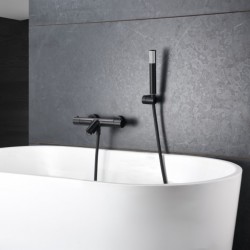 Μπαταρία Λουτρού IMEX GENOVA BTG053-4NG Θερμοστατική Μαύρο Ματ