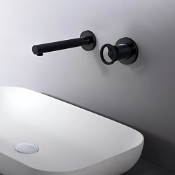 Μπαταρία Νιπτήρος Εντοιχιζόμενη IMEX OLIMPO GLC033/NG Μαύρο Ματ