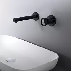 Μπαταρία Νιπτήρος Εντοιχιζόμενη IMEX OLIMPO GLC033/NG Μαύρο Ματ