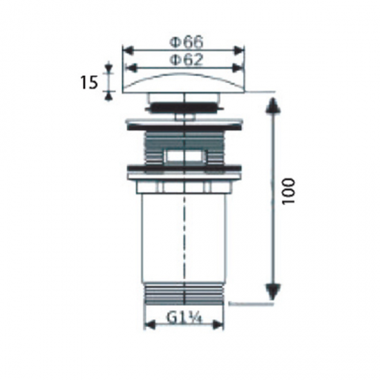 Βαλβίδα Νιπτήρα Πλαστική Excel 174000104 Χωρίς Υπερχείλιση
