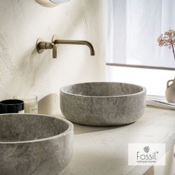 Μαρμάρινος Νιπτήρας Επιτραπέζιος Φ39cm Fossil Thalo Marble DR39-423 Tundra Grey