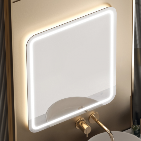 Καθρέφτης Albus Ibiza 50x70 φωτιζόμενος με Led Ρυθμιζόμενος 2700K-6500Κ (Trimode), με διακόπτη αφής, Αντιθαμβωτικός