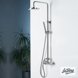 Στήλη Ντουζ 2 Εξόδων με Μπαταρία La Torre New Tech Ρυθμιζόμενη 12065-110 Inox