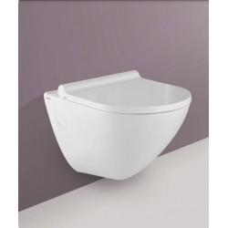 Λεκάνη Κρεμαστή  Grafito 2003 I-zec Γυαλιστερή Λευκή 51.5 εκ. με Κάλυμμα Αντιβακτηριακό Thermoplast Slim Soft Close Πορσελάνης με απόσταση βιδών 23 εκ.