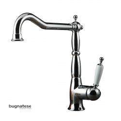 Μπαταρία Κουζίνας Πάγκου Αναμεικτική Bugnatese Oxford 6382-100 Vintage Με Μακρύ Περιστρεφόμενο Ρουξούνι Χρωμέ