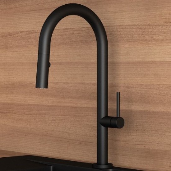 Μπαταρία Κουζίνας Orabella Vertigo 20111 Black Matt Με Αποσπώμενο Ντουζ 