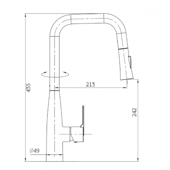 Μπαταρία Κουζίνας Orabella Comfort 20123 Black Matt Με Αποσπώμενο Ντουζ 2 Ροών