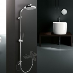 Στήλη Ντους Eurorama 51404R Ορειχάλκινη Χρωμέ με Κολώνα Σταθερού Ύψους 117 εκ. για Σύνδεση με Μπαταρία Λουτρού ή Ντουζ με Στρόγγυλη Κεφαλή Φ20 εκ.