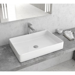Νιπτήρας Μπάνιου Λευκός Πορσελάνης Karag LT 2174 Επικαθήμενος 60.5x40.5cm Τετραγωνισμένος χωρίς Οπή για Βρύση και χωρίς Υπερχείλιση