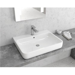 Νιπτήρας Μπάνιου Λευκός Πορσελάνης Karag 61x46cm Επικαθήμενος LT4025