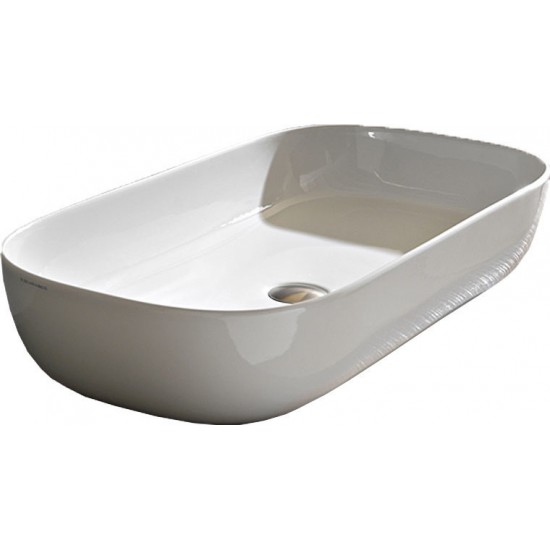 Επικαθήμενος Νιπτήρας Πορσελάνης Scarabeo Glam 76 x 39 εκ. με Αντιμικροβιακή Επίστρωση 1803-300 Λευκός