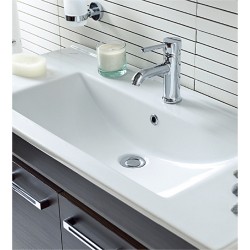 Νιπτήρας Μπάνιου Λευκός Πορσελάνης Creavit Slim SU 100 Ένθετος Επίπλου 100 × 45 × 17,5 cm Τετραγωνισμένος Flat