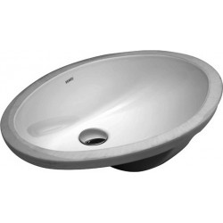 Νιπτήρας Μπάνιου Λευκός Πορσελάνης Serel 0551-300 Υποκαθήμενος 47 × 35.5 εκ. Οβάλ Χωρίς Οπή για Βρύση με Τρύπα Υπερχείλησης