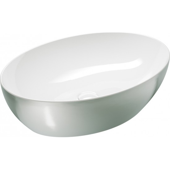 Νιπτήρας Μπάνιου Πορσελάνης Ασημένιος-Λευκός GSI Pura 8842-430300 Platinum Επικαθήμενος 60 × 42 εκ. 