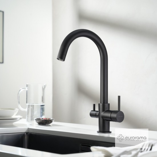 Μπαταριά Κουζίνας Πάγκου Eurorama Filter Tap 13535F-400 Black Matt Για Σύνδεση Με Φίλτρο Πόσιμου Νερού