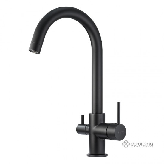 Μπαταριά Κουζίνας Πάγκου Eurorama Filter Tap 13535F-400 Black Matt Για Σύνδεση Με Φίλτρο Πόσιμου Νερού