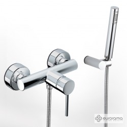 Μπαταρία Λουτρού Eurorama Tonda με Tηλέφωνο, Επίτοιχο Στήριγμα Τηλεφώνου και Άθραυστο Σπιράλ 1,5m 145150-100 Χρωμέ