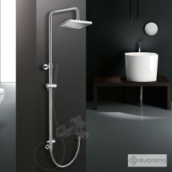 Στήλη Ντους Eurorama Ρυθμιζόμενου Ύψους 83-144 εκ. για Σύνδεση με Μπαταρία Λουτρού ή Ντουζ Τετράγωνη 51400S-110 Inox