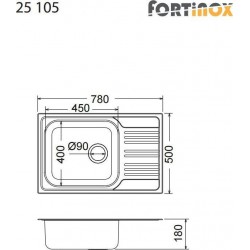 Ένθετος Νεροχύτης 78x50cm Inox Λείο Fortinox Valley 25105-110