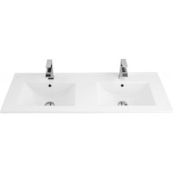 Νιπτήρας Μπάνιου Λευκός Πορσελάνης Creavit Slim SU121 Ένθετος Επίπλου 121,4 × 46,2 × 18,3 cm Τετραγωνισμένος Flat με 2 Γούρνες