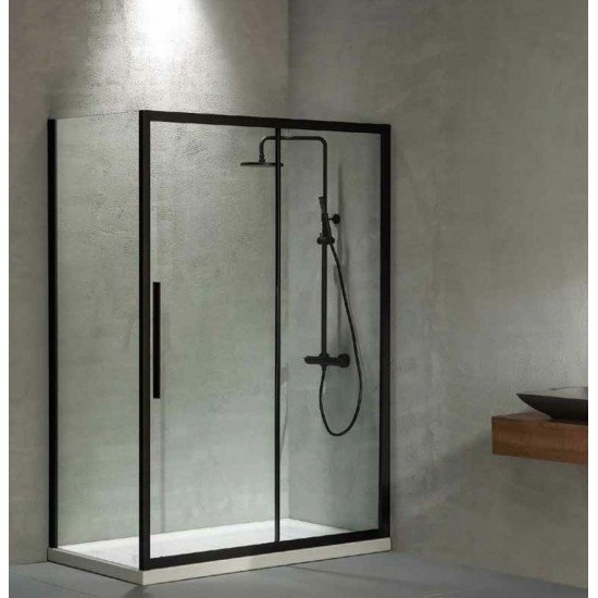 Ευθύγραμμη Καμπίνα Ντουζιέρας Devon Flow Slider 101-104x195cm Clear Glass SLF100C-400 Black Matt Ευθύγραμμη Καμπίνα Ντουζιέρας Devon Flow Slider 101-104x195cm Clear Glass SLF100C-400 Black Matt