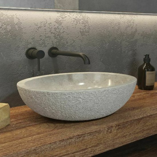 Νιπτήρας Μπάνιου Πέτρινος Μπεζ Leonor Soph Cream Modern Oval 45×35
