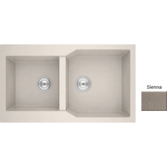 Νεροχύτης Γρανιτένιος Sanitec Ultra Granite 804 (86X50) Sienna Βαρέως Τύπου με 2 Ανισομερείς Γούρνες 
