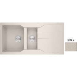 Νεροχύτης Γρανιτένιος Ένθετος Sanitec Ultra Granite 802 (100X50) Sabbia (Μπεζ) Βαρέως Τύπου με 1Γούρνα, 1 Γουρνάκι και Μαξιλάρι