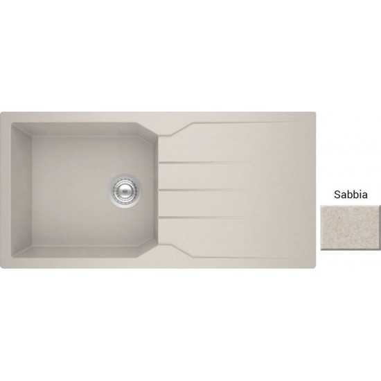 Νεροχύτης Γρανιτένιος Sanitec Ultra Granite Τετραγωνισμένος 811 79 1B 1D (100X50) Sabbia Βαρέως Τύπου με 1 Μεγάλη Γούρνα και Μαξιλάρι