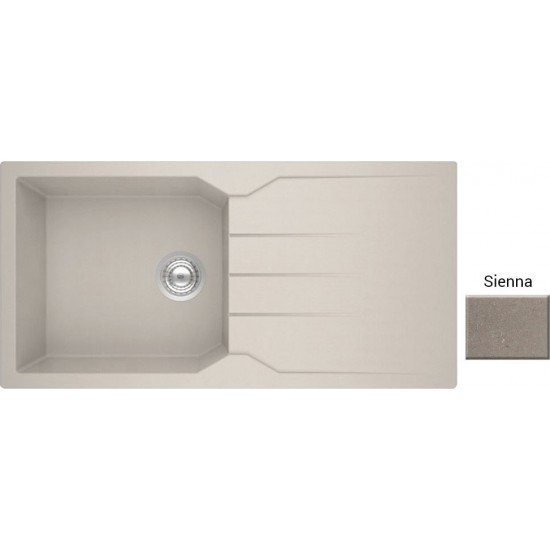 Νεροχύτης Γρανιτένιος Sanitec Ultra Granite Τετραγωνισμένος 811 1B 1D (100X50)  Sienna (Καφέ) Βαρέως Τύπου με 1 Μεγάλη Γούρνα και Μαξιλάρι
