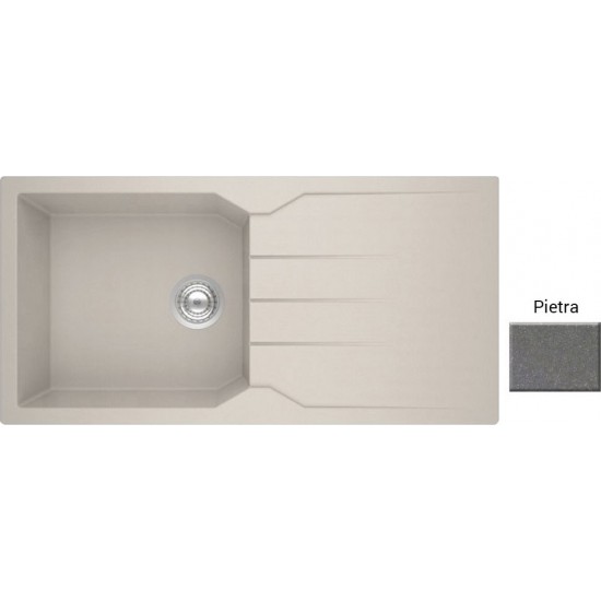 Νεροχύτης Γρανιτένιος Sanitec Ultra Granite Τετραγωνισμένος 811 1B 1D (100X50)  Pietra (Γκρι) Βαρέως Τύπου με 1 Μεγάλη Γούρνα και Μαξιλάρι