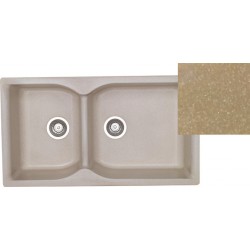 Νεροχύτης Ένθετος Γρανιτένιος Συνθετικός Sanitec Classic 307 (92x51) με 2 Ανισομερείς Γούρνες Mettalic Cream