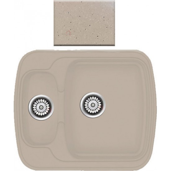 Ένθετος Νεροχύτης Γρανιτένιος Συνθετικός Sanitec 314 Classic 60x51cm με 2 Γούρνες Granite Cappuccino