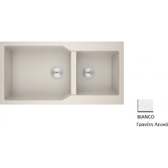 Νεροχύτης Κουζίνας Γρανιτένιος Sanitec Ultra Granite 803 2b (98X50) Bianco (Λευκό) με Δύο Ανισομερείς Γούρνες Νεροχύτης Κουζίνας Γρανιτένιος Sanitec Ultra Granite 803 2b (98X50) Bianco (Λευκό) με Δύο Ανισομερείς Γούρνες