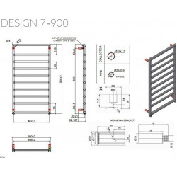 Θερμαντικό σώμα μπάνιου μαύρο DESIGN 7 107×500×900mm