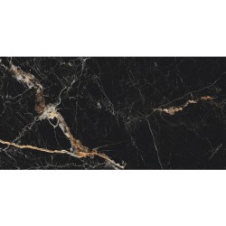 Πλακάκι Vience Karag 60x120 A' Full Lapato Γυαλιστερό Μαρμαριζέ Μαύρο