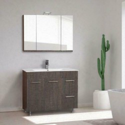 Καθρέπτης Επίπλου Μπάνιου Με 3 Πόρτες Mabo Καλλιστώ 100 cm Μοριοσανίδας Με Τελειώματα PVC Και Με Φωτιστικό LED