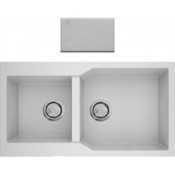 Νεροχύτης Κουζίνας Γρανιτένιος Sanitec Ultra Granite 803 2b (98X50) Bianco (Λευκό) με Δύο Ανισομερείς Γούρνες