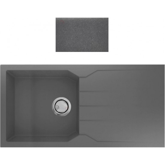 Νεροχύτης Γρανιτένιος Sanitec Ultra Granite Τετραγωνισμένος 811 1B 1D (100X50)  Pietra (Γκρι) Βαρέως Τύπου με 1 Μεγάλη Γούρνα και Μαξιλάρι
