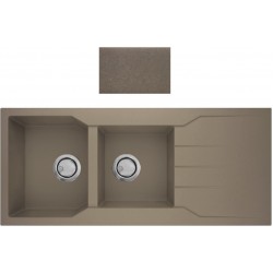 Νεροχύτης Γρανιτένιος Ένθετος Sanitec Ultra Granite 801 2B 1D (116X50) Sienna (Καφέ) Βαρέως Τύπου με 2 Γούρνες και Μαξιλάρι