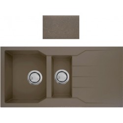 Νεροχύτης Γρανιτένιος Ένθετος Sanitec Ultra Granite 802 (100X50) Sienna (Καφέ) Βαρέως Τύπου με 1Γούρνα, 1 Γουρνάκι και Μαξιλάρι