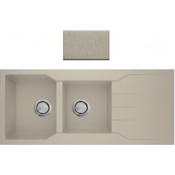 Νεροχύτης Γρανιτένιος Ένθετος Sanitec Ultra Granite 801 2B 1D (116X50) Ocra Βαρέως Τύπου με 2 Γούρνες και Μαξιλάρι