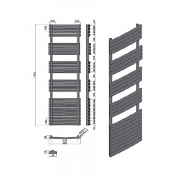 Θερμαντικό σώμα μπάνιου χρωμέ PUKITA KARAG 5,4x50x174,2cm 