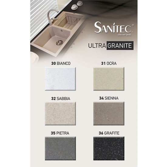 Νεροχύτης Γρανιτένιος Sanitec Ultra Granite 804 (86X50) Ocra Βαρέως Τύπου με 2 Ανισομερείς Γούρνες 