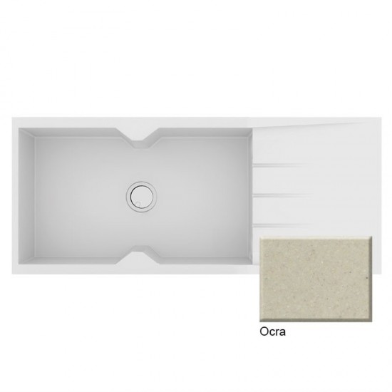 Νεροχύτης Γρανιτένιος Sanitec Ultra Granite 817 116 1B 1D (116x50) Ocra Βαρέως Τύπου με 1 Μεγάλη Γούρνα και Μαξιλάρι