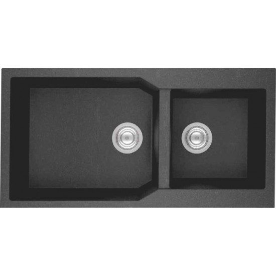 Νεροχύτης Κουζίνας Γρανιτένιος Sanitec Ultra Granite 803 2b (98X50) Pietra (Γκρι) με Δύο Ανισομερείς Γούρνες