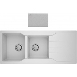 Νεροχύτης Γρανιτένιος Ένθετος Sanitec Ultra Granite 801 2B 1D (116X50) Bianco Βαρέως Τύπου με 2 Γούρνες και Μαξιλάρι